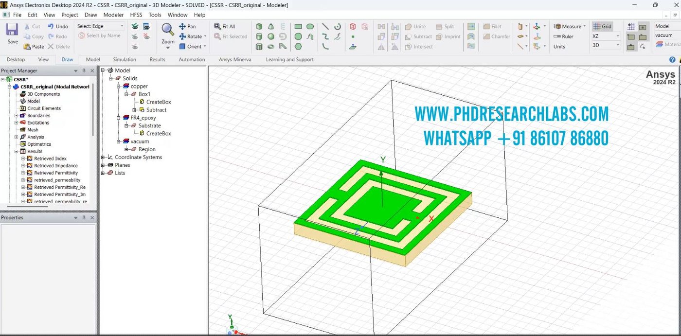 HFSS CSSR Metamaterial Model screenshot