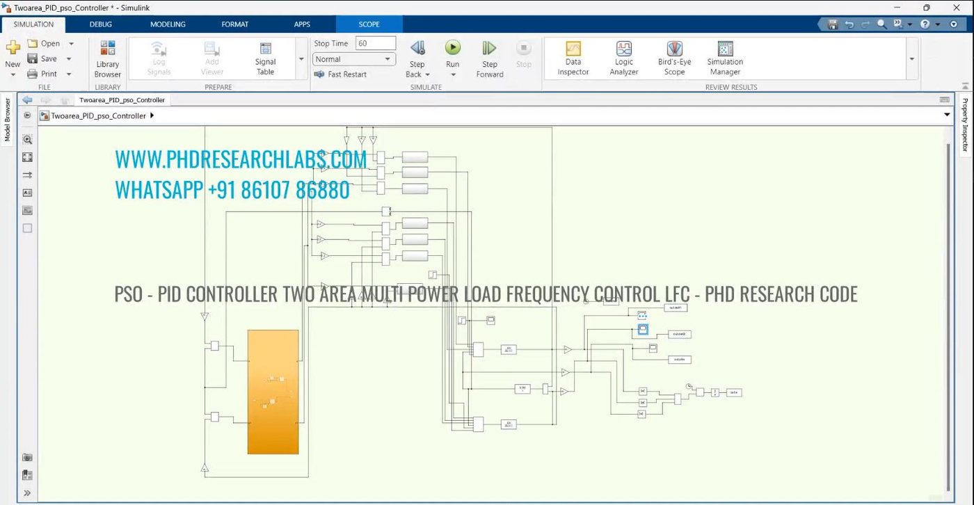 Two-Area PSO-PID LFC Model screenshot